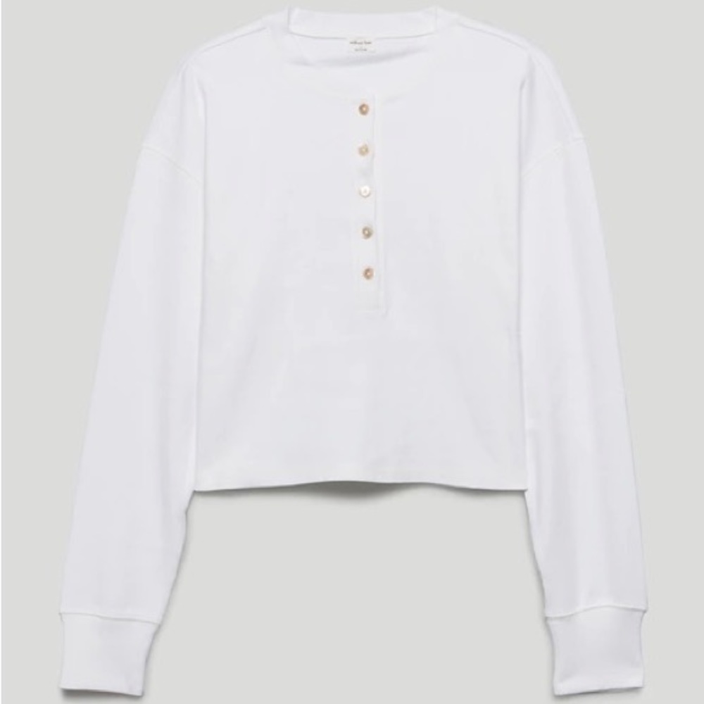 WILFRED White Women’s Cropped Henley - size M